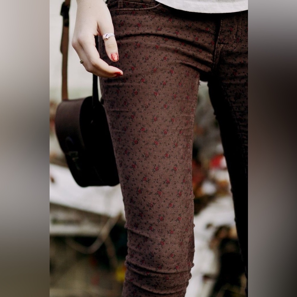 Free People Brown Skinny Cord / Ditzy Floral/Brown